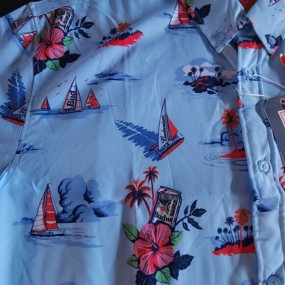 RSVLTS Mens Budweiser Regatta Have A Bud Size XL Short Sleeve Button-Down Shirt - Picture 5 of 10